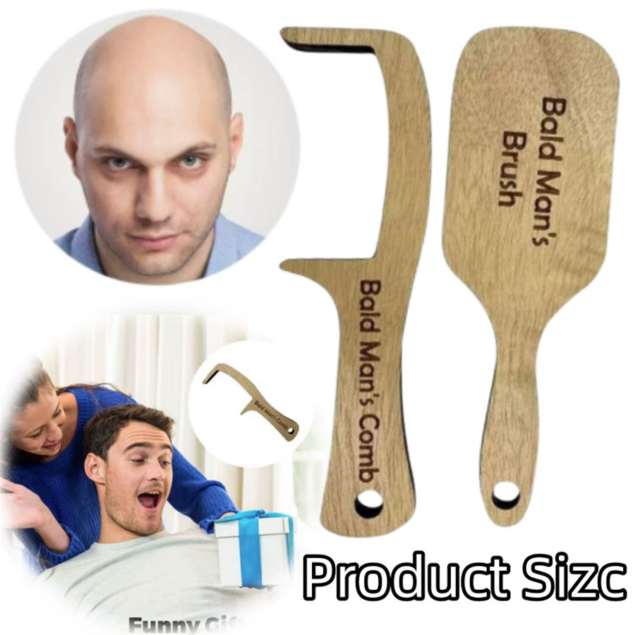 Hair Care Gift - Drewniany grzebień dla łysych mężczyzn, śmieszny